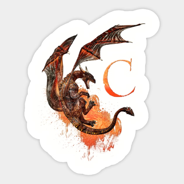 Drachen Buchstabe C Sticker by AndreaTiettje